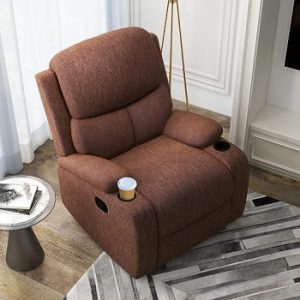 @home by Nilkamal Matt 1 Seater Fabric Manual Recliner with Cup Holder (Cocoa)