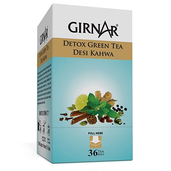 Girnar detox green tea -desi kahwa , 36 tea bags (50gm)