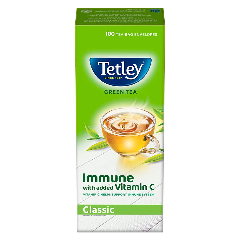 Tetley classic immune green tea | With added vitamin c | 100 tea bags