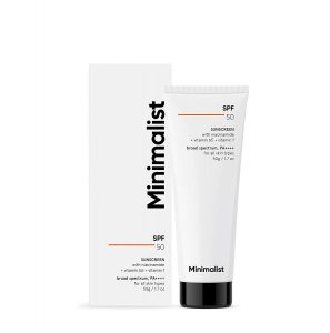 Minimalist Sunscreen Cream SPF 50 Lightweight, No White Cast, Broad Spectrum PA ++++, Acne Safe| For Men & Women, 50 gm-Best Sunscreens for Acne-Prone skin in India