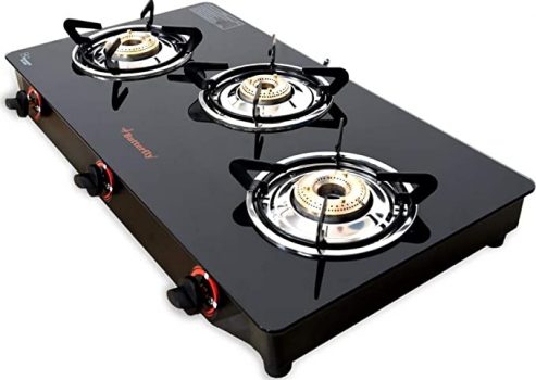 Butterfly Smart Glass 3 Burner Gas Stove, Black, Best Offer & Discount
