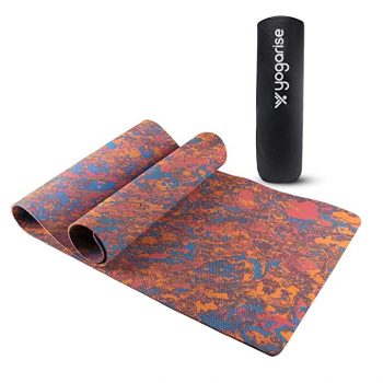 Yogarise Anti-Skid Yoga Mat with Carry Bag & Strap For Home Gym & Outdoor Workout, Water-Resistant, Soft, Easy to Fold (4mm) (Marble)