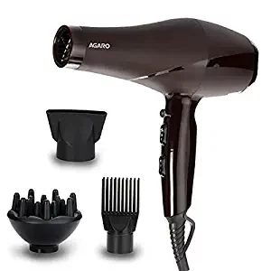 The AGARO HD-1120 is a powerful 2000 Watts professional hair dryer that is designed to provide salon-like results at home. It comes with a concentrator nozzle that helps to focus the airflow on specific areas, making it ideal for styling and drying hair quickly. The hair dryer features three heat settings and two-speed settings, allowing you to customize the temperature and speed according to your hair type and styling needs. It also has a cool shot button that helps to set the hair in place and add shine to the hair. The AGARO HD-1120 hair dryer is lightweight and easy to use, making it a great option for both personal and professional use