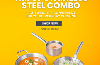 Tri‑ply stainless steel combo cookware set from The Indus Valley for healthy cooking