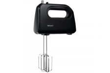 Philips HR3720/10 300 Watt Lightweight Hand Mixer, Blender with 5 speed control settings, stainless steel accessories and 2 years warranty with 2 Attachments (Non-slip Grip, Black)