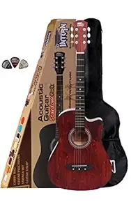 Intern Int-38c Linden Wood Acoustic Guitar Kit with Carry Bag and Picks (Brown)