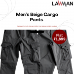 Lawman PG3 : Men’s Beige Cargo Pants Straight Fit – ₹1,899