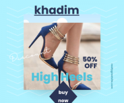 Khadim Get 50% OFF Navy Blue Heel Slip On Heels for Women