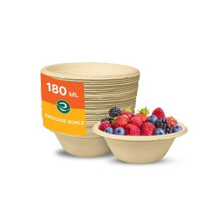 ECO SOUL [180 ml, 50 Pack Disposable Bagasse Bowls | Eco-Friendly, Biodegradable, Sugarcane Paper Bowls Eco-Friendly Home Products