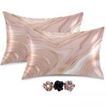 Satin Pillow Cover With 3 Unique Printed Scrunchies