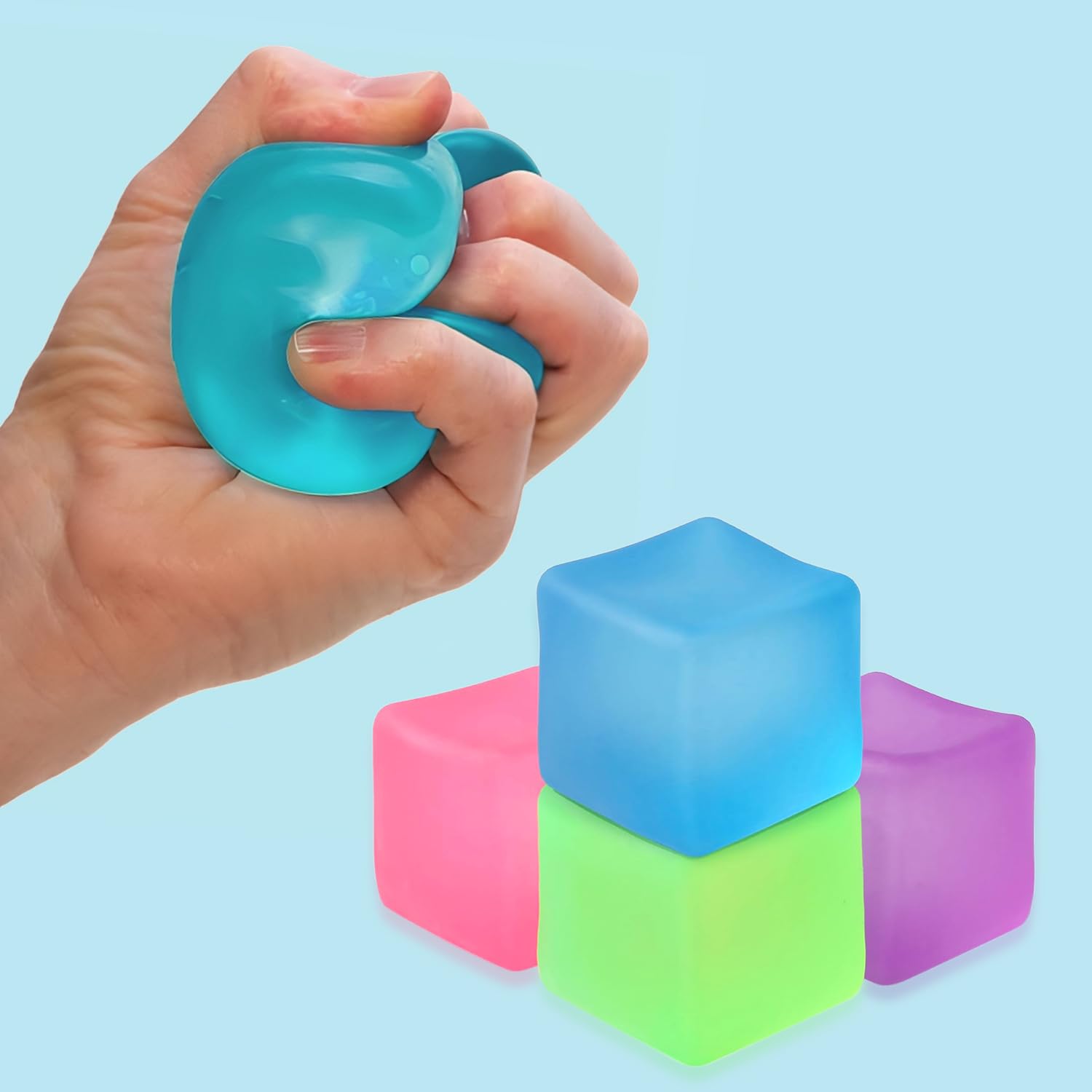 NHR Squishy Gel Cube Toy – Snowflake Squeeze Fidget for Stress Relief, Anxiety & Focus | Soft Sensory Toy for Kids & Adults
