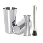 BAB Louie Boston Shaker Set with Peg Measure & Muddler, Stainless Steel Premium Cocktail Shaker Set