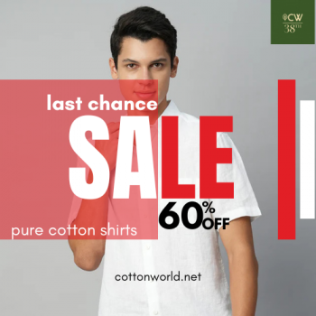 Get upto 60% discount on cotton shirts.