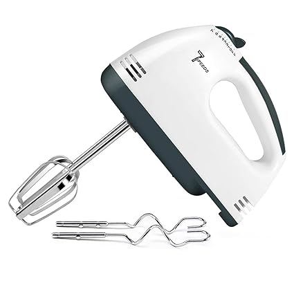 Konquer TimeS Hand Mixer, Electric Hand Whisk, Electric Hand Mixers, Small Stainless Steel Handheld Mixer, 2 Mixers and 2 Dough Hooks Electric Hand Mixers for Kitchen Beating Eggs, Cakes - 260W