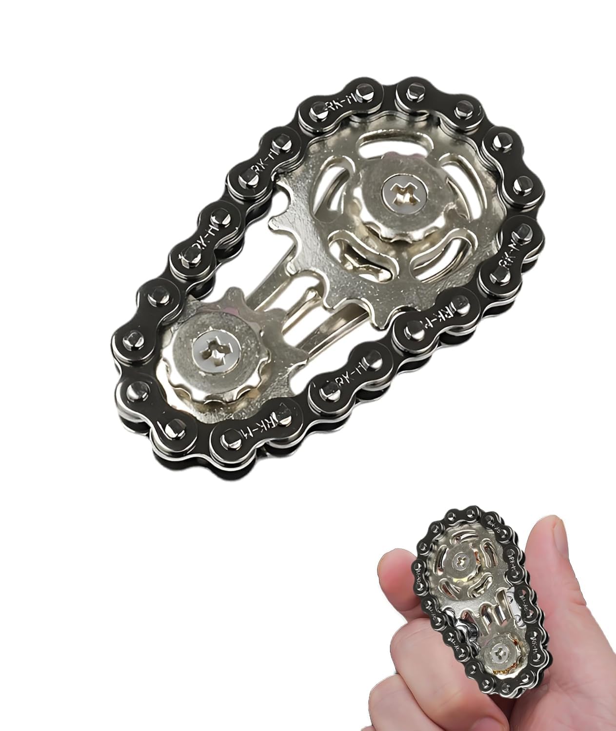 Zwerlin Fidget Toys for Kids, Fidget Toys, Black Compact Fidget Toys for Kids Adults Bicycle Chain Top Stress Relief Toy Durable Portable Ages