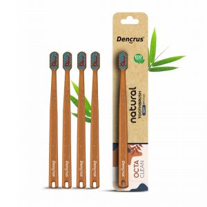 Dencrus Octa Clean Bamboo Toothbrush for Adults (Pack of 4) | Eco-Friendly Home Products