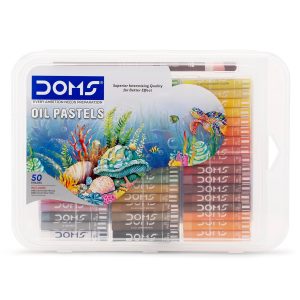 DOMS 50-shade oil pastels set in transparent plastic case – vibrant tools 