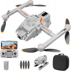 Drone hovering over mountain landscape capturing aerial view