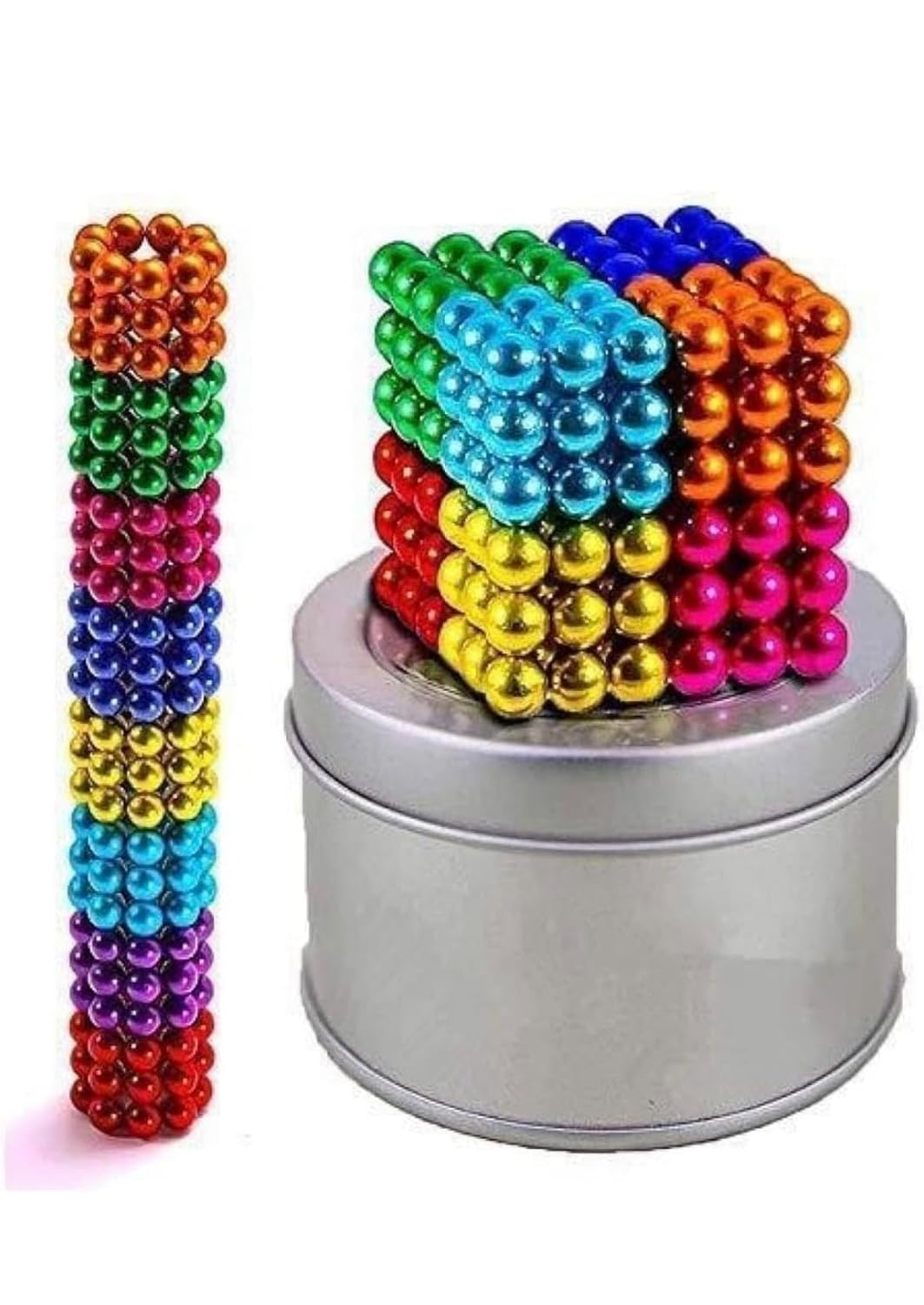 Magnetic Balls New Trending 216 Pcs Ball Toys for Kids - Educational Learning Game Set - New Trending 6x6 Cube with 6 Colors 5mm Balls with Metal Storage Tin [216 pcs set] (5mm size)