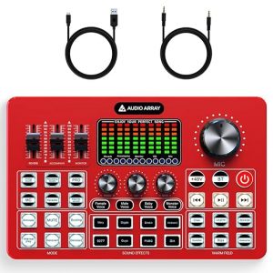 Audio Array AI-10 Professional Live Soundcard Mixer with Bluetooth | 3 Condenser Mic Inputs, 2 mobilephones & PC/Mac Outputs | +48V phantom power, 4 Voice Modes, Denoise, built-in FX | Gaming, Karaoke 