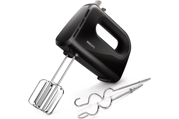 Philips HR3705/10 300 Watt Lightweight Hand Mixer, Blender with 5 speed control settings, stainless steel accessories and 2 years warranty(black color)