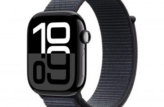 Apple Watch Series 10 [GPS 46 mm] Smartwatch with Jet Black Aluminium Case with Ink Sport Loop. Fitness Tracker