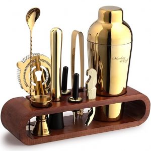 Mixology Bartender Kit: 10-Piece Gold Bar Set Cocktail Shaker Set 