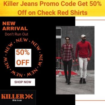 Killer Jeans Promo Code Get 50% Off on Check Red Shirts