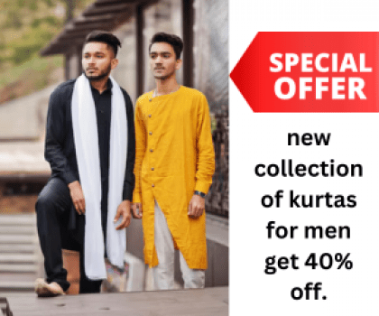 new collection of kurtas for men get 40% off.