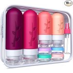 18-Pack TSA Approved Silicone Travel Bottles – Leak-Proof Toiletry Set