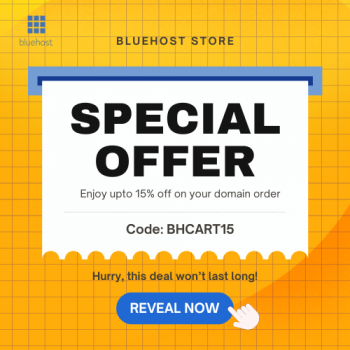 Bluehost- Get 15% off on your domain order