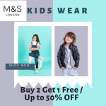Marks & Spencer-Kidswear Offers – Buy 2 Get 1 Free / Up to 50% OFF