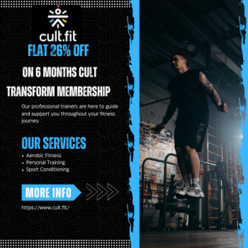 Cult.fit -Flat 26% OFF On 6 Months Cult Transform Membership
