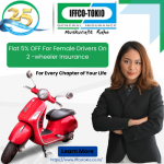 IFFCO Tokio Flat 5% OFF For Female Drivers On 2 -wheeler Insurance