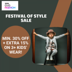Tata CLiQ Festival Sale – Min. 30% OFF + Extra 15% on 3+ Kids’ Wear!