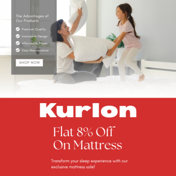 kurlon - Get Flat 8% Off + Frre Pillow worth upto Rs. 4998