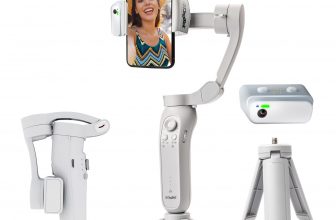 Digitek (DSG-007F AI) 3-Axis Gray Smartphone Gimbal - Foldable Handheld Vlogging Stabilizer with AI Tracking