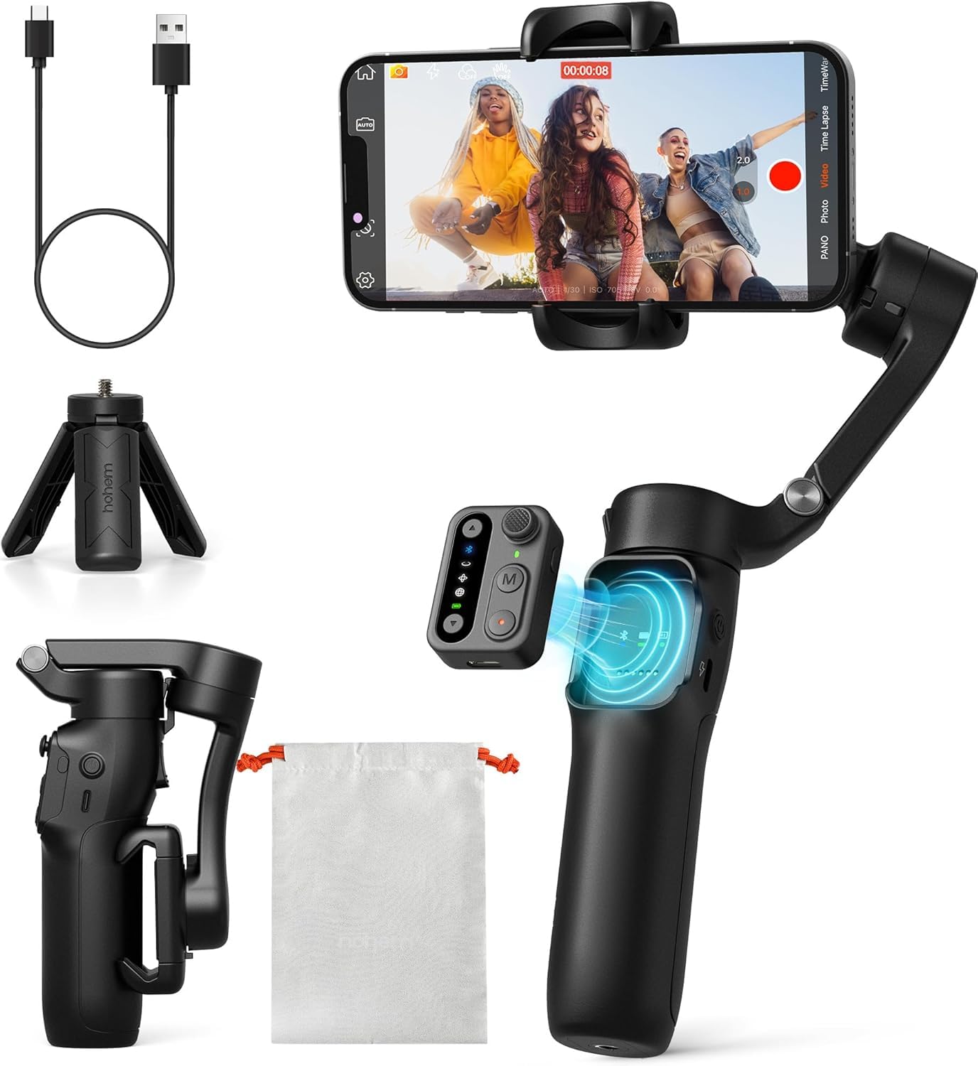 hohem iSteady X3 SE Gimbal Stabilizer for iPhone, Phone Stabilizer with Detachable Remote Control