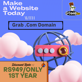 GoDaddy Exclusive Deal Grab .Com Domain For Rs 949/1st Year