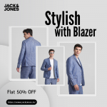 Sharp Style Deal: Blue Striped Co-ord Blazer Set at 50% Off