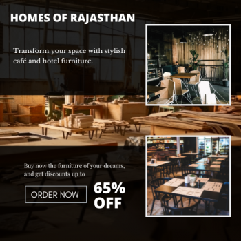 Homes Of Rajasthan get upto 65%off cafe and hoet furnitures