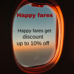 Happy fares get discount up to 10% on flight ticket