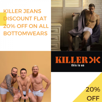 Killer Jeans Discount Flat 20% Off on All Bottomwears
