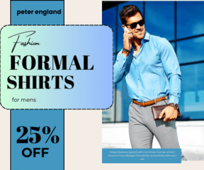 25% Off on formal shirts for men's.