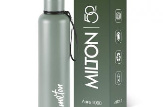 Milton Aura 1000 Thermosteel Travel Bottle – 1L, Keeps Drinks Hot & Cold for 24H, Leak-Proof