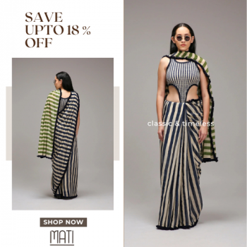 Save Upto 18 % Off Dual Striped Saree Set