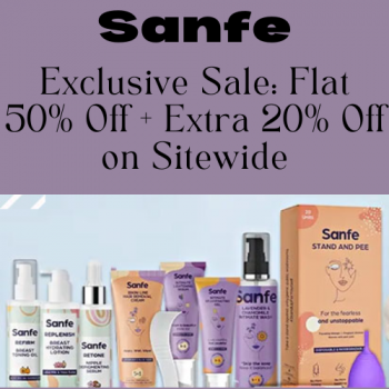 Sanfe- Exclusive Sale: Flat 50% Off + Extra 20% Off on Sitewide