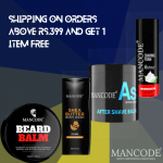 Mancode- Get Free Shipping on orders above Rs.399 And Get 1 Item Free