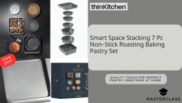 "Get 35% OFF" the Masterclass Smart Space Stacking 7 Pc Non Stick Roasting Baking Pastry Set