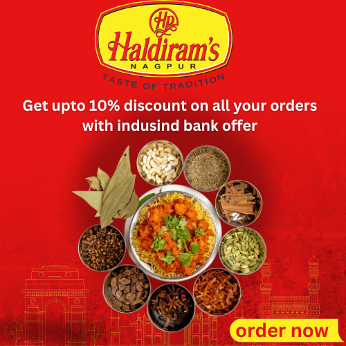 Haldiram-Get upto 10% discount on all your orders with indusind bank offer